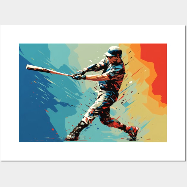 Baseball Action Sport Painting Abstract Art Decor Wall Art by Cubebox